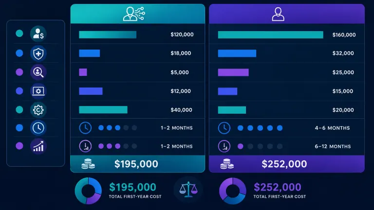 First-year cost breakdown for AI consulting and an internal AI employee