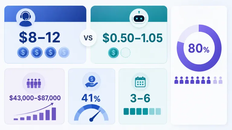 Infographic showing cost savings and ROI of AI customer service