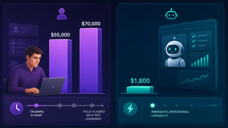 Bar chart comparing SDR salaries and AI platform costs
