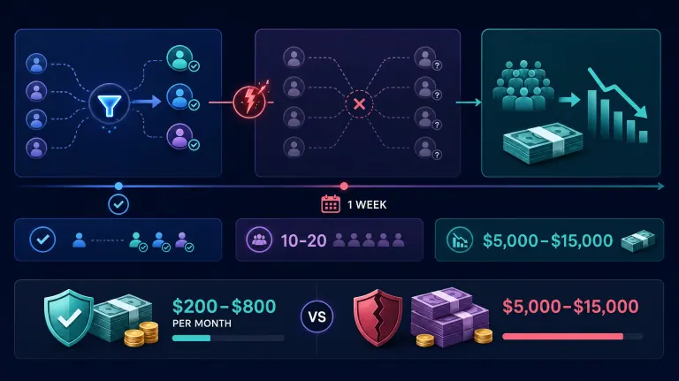 Infographic showing lead-routing workflow and cost comparisons