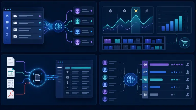 Infographic showing machine learning applications for operational efficiency.