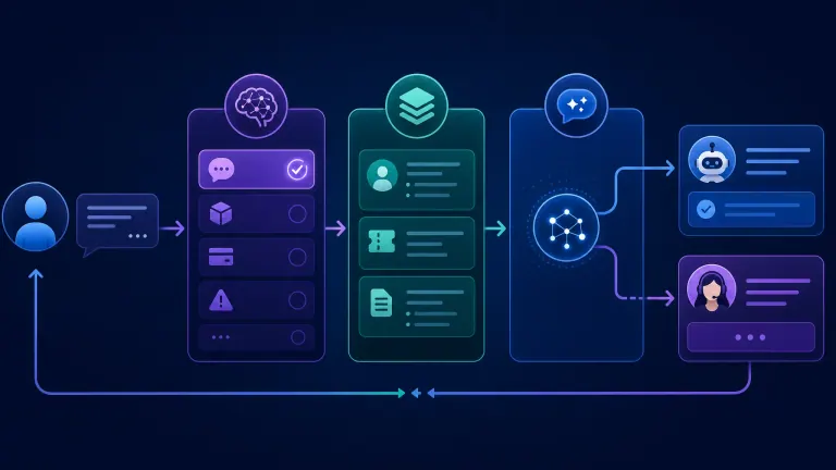 Illustration of NLP process: intent detection, context assembly, response routing