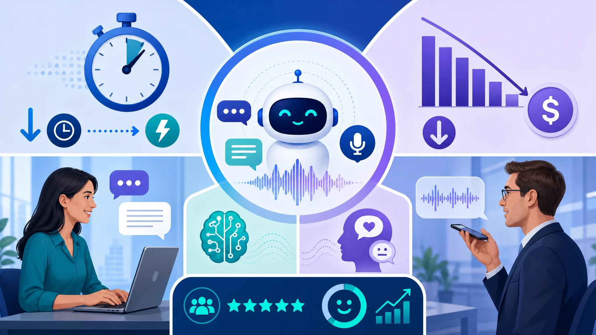 Infographic showing benefits of conversational assistance in B2B CX