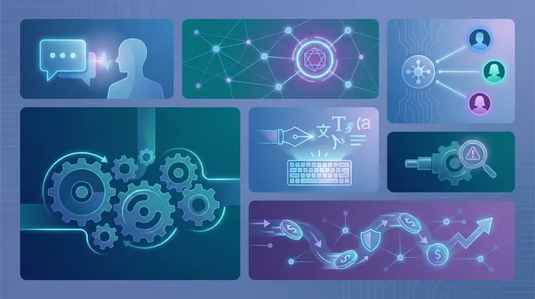 Illustration of 7 ways businesses use AI