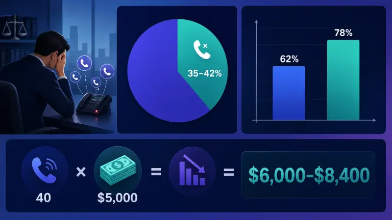 Bar chart showing estimated monthly revenue lost to missed calls at different law firm call volumes