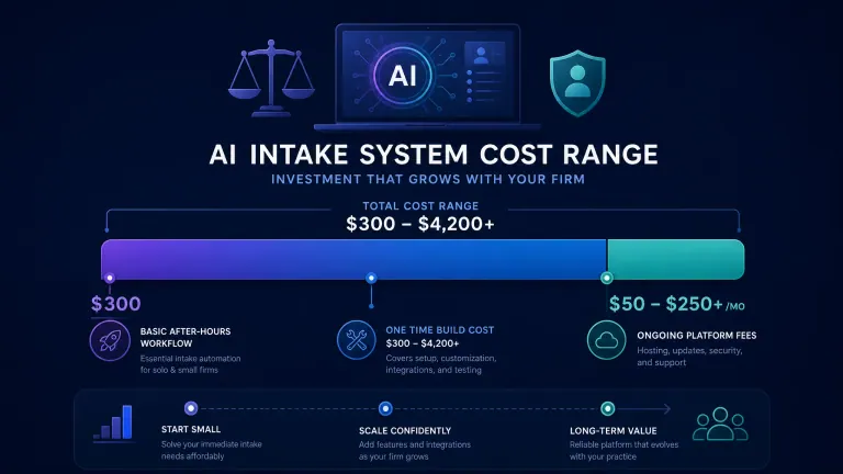 bar chart showing AI intake system cost breakdown for law firms