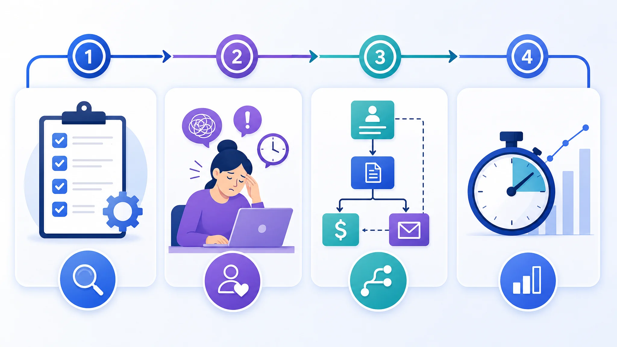 A flowchart mapping dependencies between onboarding automation steps for a small B2B business