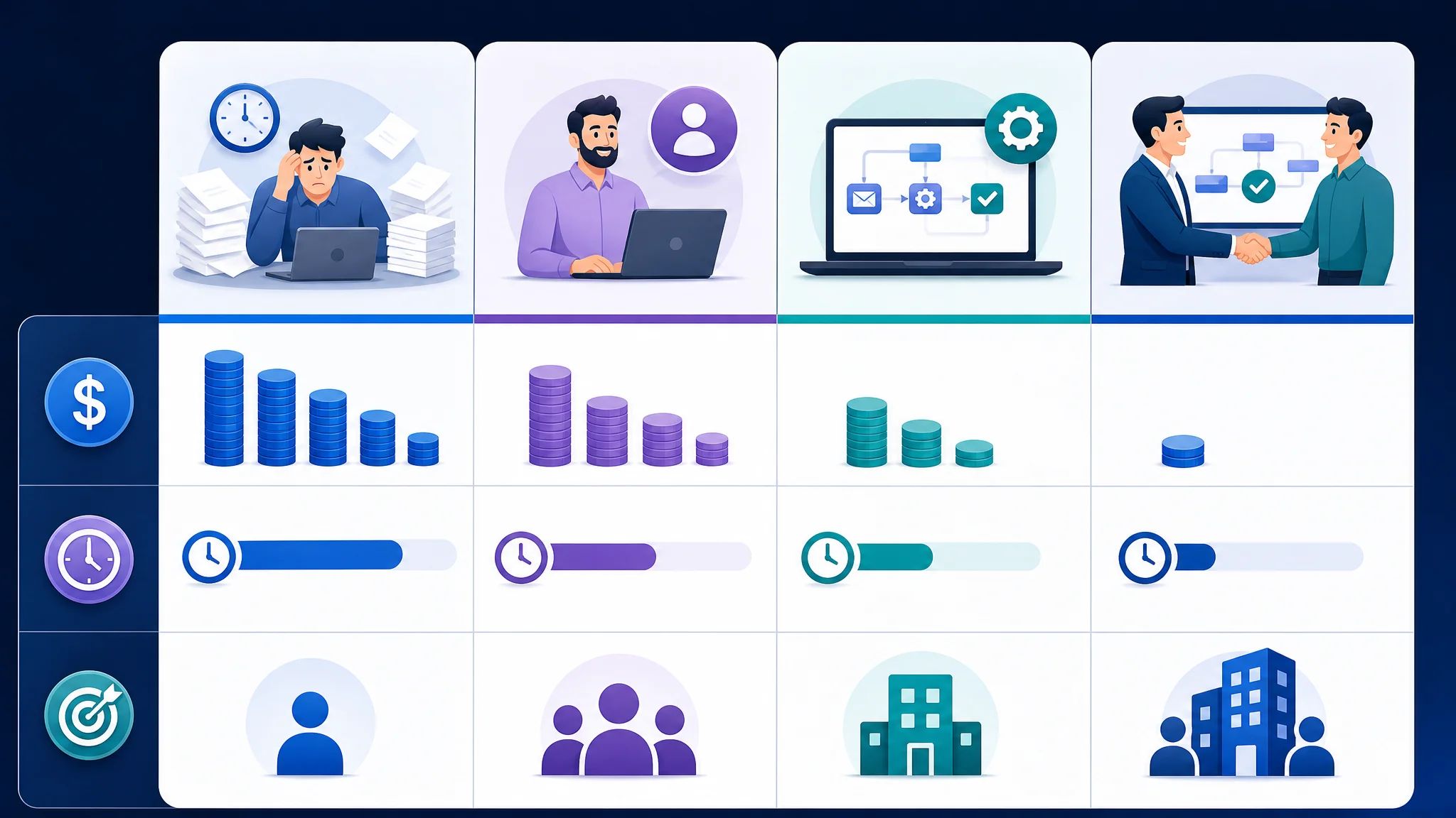 Infographic comparing workflow automation options for B2B services