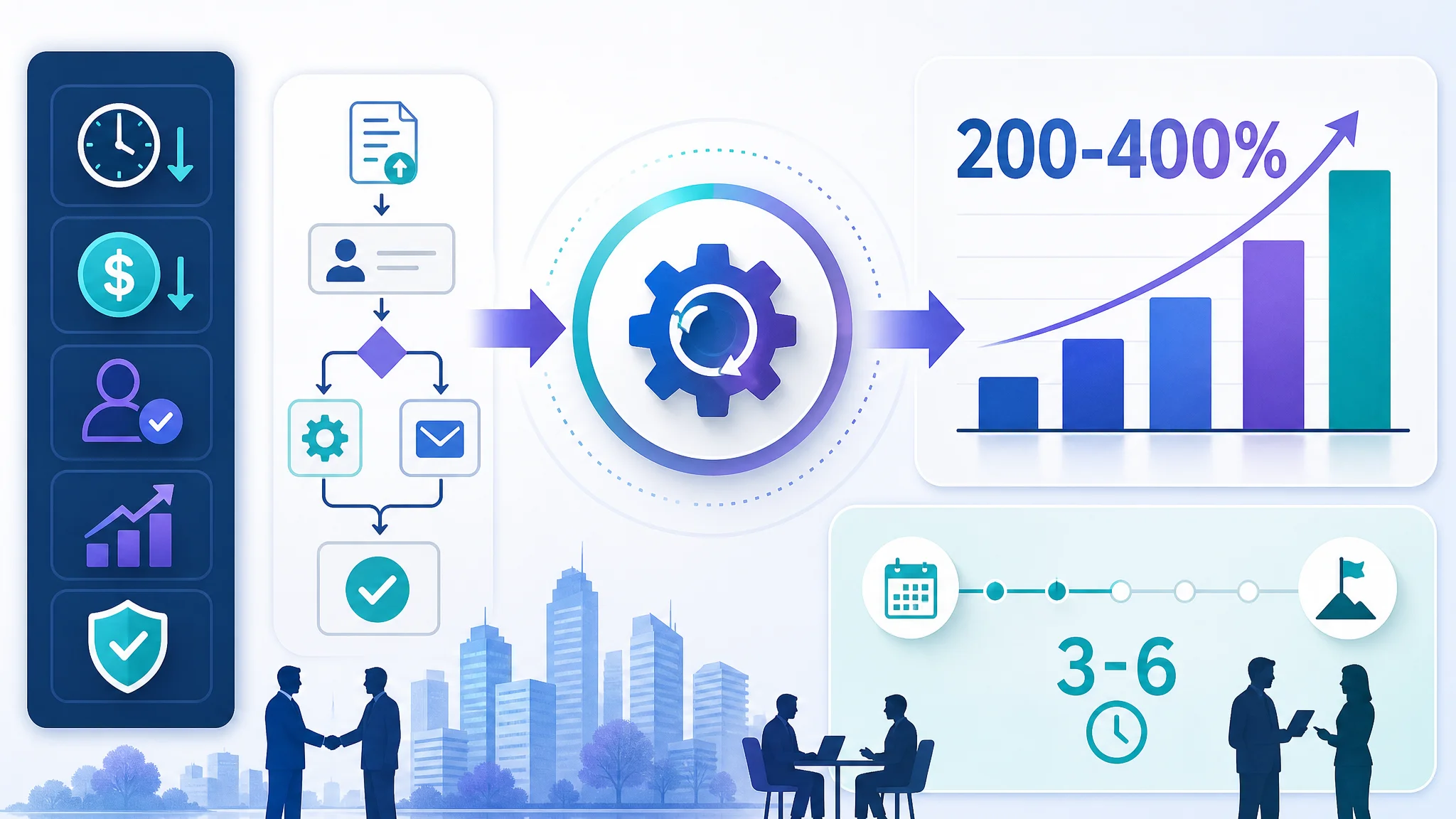 Infographic depicting ROI statistics and automation benefits for B2B services