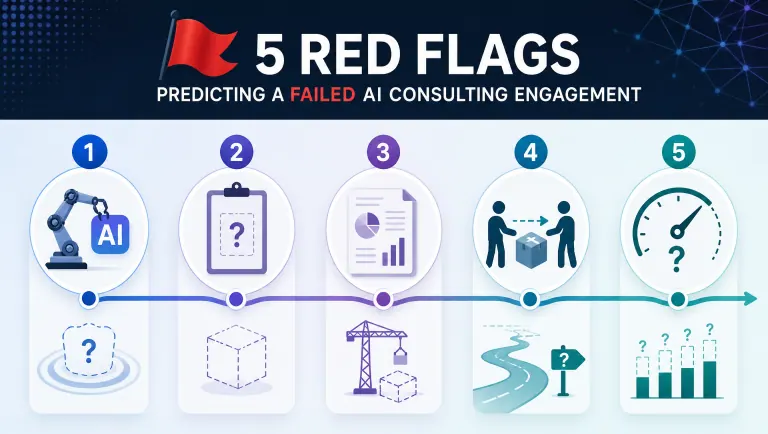 Infographic showing red flags for failed AI consulting engagements