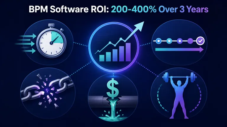 Infographic of BPM software ROI metrics in sales and marketing