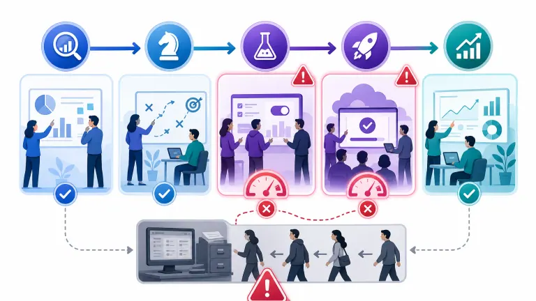 Infographic illustrating rollout phases with resistance risks highlighted